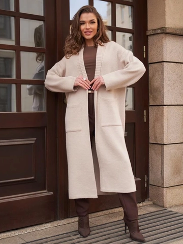Cardigan Lungo in Maglia Casual da Donna Cappotto Maglione Aperto sul Davanti Oversize Con Tasche Tinta Unita Morbido Caldo Manica Lunga Capispalla Autunno Inverno