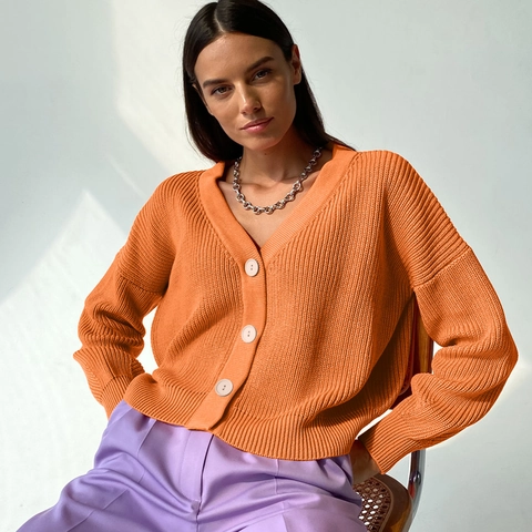 Cardigan in Maglia con Scollo a V da Donna Maglione con Bottoni Morbido Misto Lana Acrilica a Maniche Lunghe Tinta Unita