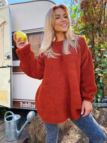 Maglione da Donna Casual in Maglia Tinta Unita Pullover a Maniche Lunghe Girocollo Oversize Moda Autunno Inverno Top a Nido d'Ape