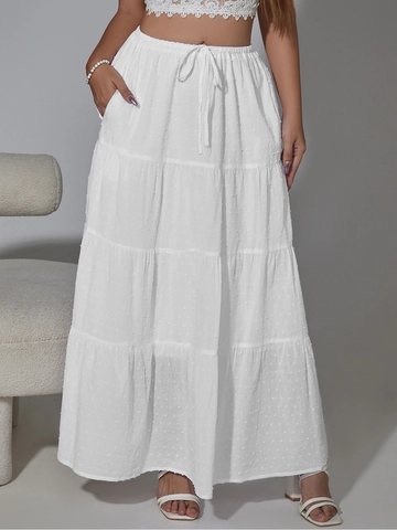 Gonna Lunga Donna Bohemian Swiss Dot a Strati Vita Alta Elastica con Coulisse Gonna a Balze per Vacanza