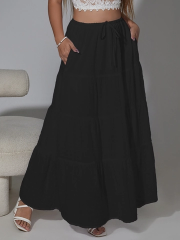 Gonna Lunga Donna Bohemian Swiss Dot a Strati Vita Alta Elastica con Coulisse Gonna a Balze per Vacanza