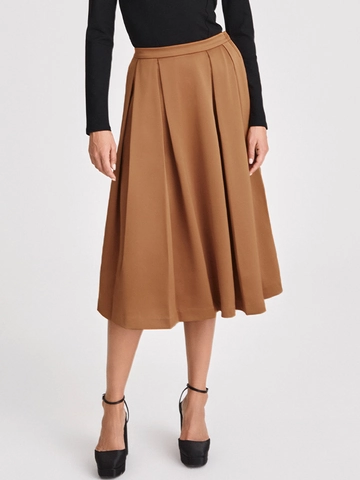 Damen Hohe Taille Plissee Midi-Rock Einfarbig A-Linie Rock Elegant Casual Pendeln Polyester Midi-Rock