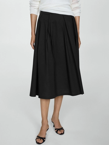 Damen Hohe Taille Plissee Midi-Rock Einfarbig A-Linie Rock Elegant Casual Pendeln Polyester Midi-Rock