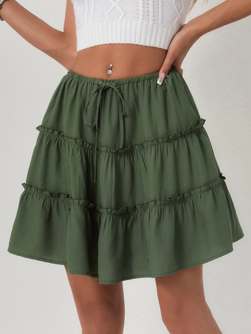 Gonna a Balze Donna Vita Alta Minigonna Estiva Tinta Unita Con Pantaloncini di Sicurezza Fodera Coulisse Gonna a Linea A