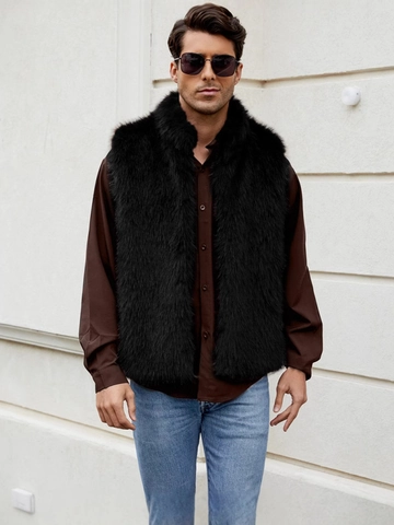 Gilet in Pelliccia Sintetica da Uomo Invernale Caldo Senza Maniche Peluche Gilet Lussuosa Giacca in Pelliccia Sintetica Streetwear