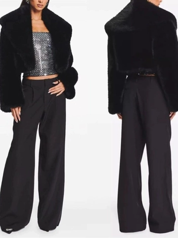 Damen Winter Kunstpelzmantel Übergroßes Revers Künstliche Pelzjacke Warm Langarm Pendler Streetwear Einfarbig Oberbekleidung