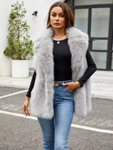 Gilet in Pelliccia Sintetica da Donna alla Moda Senza Maniche Caldo Gilet Invernale Giacca Ampio Revers Tinta Unita Cappotto per Pendolare Quotidiano