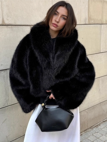 Women's Faux Fur Coat Winter Thickened Warm Lapel Jacket Long Sleeve Casual Solid Color Plush Outerwear Fashion Top