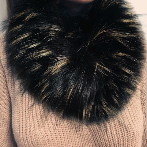 Donna Sciarpa in Pelliccia Sintetica Collo Invernale Caldo Peluche Scialle Elegante Tinta Unita Jacquard Scaldacollo Accessorio