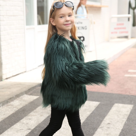 Kinder Kunstpelz Mantel Mode Mädchen Fluffige Plüsch Jacke Europäischer Stil Winter Warme Oberbekleidung Rundhals Langarm Mantel