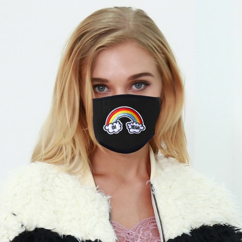 Waschbare Wiederverwendbare Gesichtsmaske Für Erwachsene Atmungsaktive Staubdichte Stoffmaske Mit Cartoon Stickerei Regenbogen