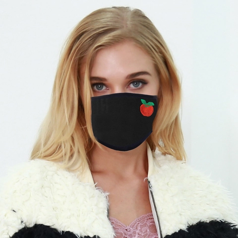Washable Breathable Polyester Face Mask For Adults Thin Dustproof Sun Protection Mask With Cute Fruit Embroidery Pattern