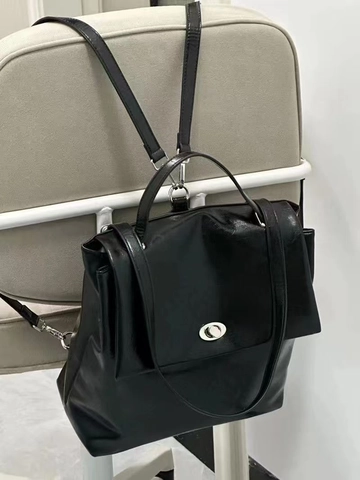 Sac à Dos en Cuir PU Ciré à l'Huile de Niche de Style Coréen Mode Argent Noir Blanc Grande Capacité Femmes Voyage Navette École Sac