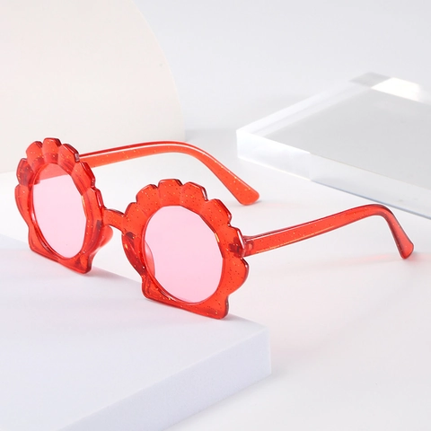 Gafas de Sol Lindas para Niños con Forma de Concha Montura de PC con Purpurina Lentes AC Protección UV400 para Niñas Niños
