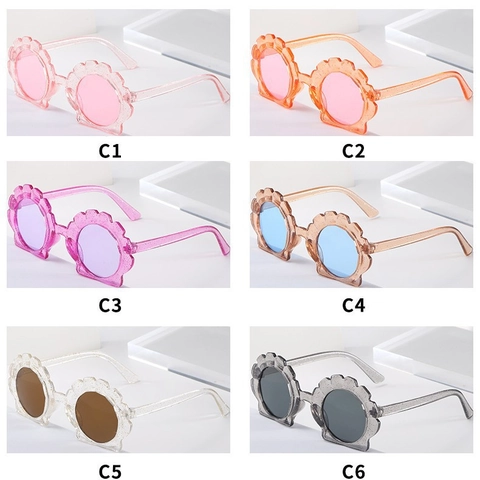 Gafas de Sol Lindas para Niños con Forma de Concha Montura de PC con Purpurina Lentes AC Protección UV400 para Niñas Niños