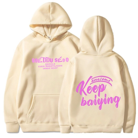 Damen Herren Casual Kapuzenpullover Keep Buchstaben Druck Lockerer Pullover Langarm Kängurutasche Mode Hoodie Top