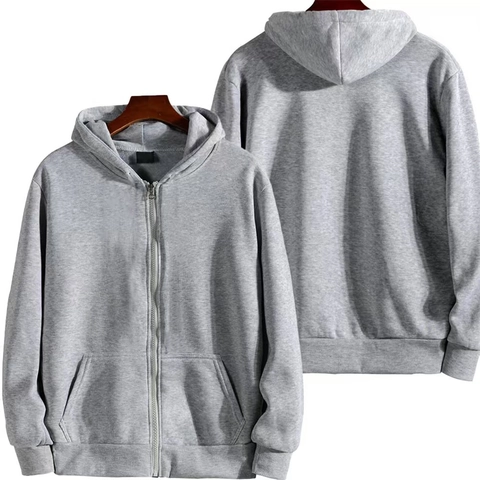 Unisex Casual Full Zip Hoodie Solid Color Fleece Lined Sweatshirt With Pockets Spring Autumn Long Sleeve Hooded Top
