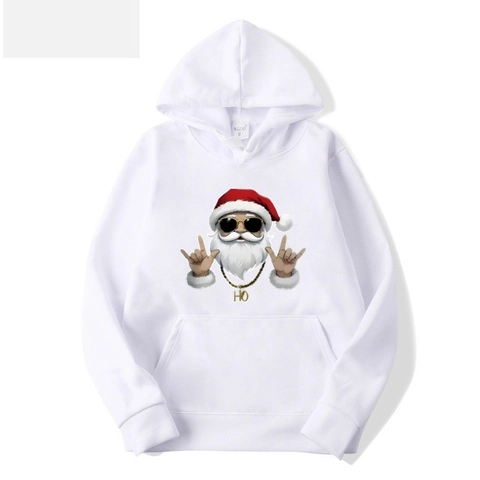 Men's Hip Hop Santa Claus Print Hoodie Christmas Holiday Long Sleeve Fleece Pullover Sweatshirt Hoodie And Pants