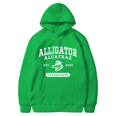 Unisex American Vintage Alligator Alcatraz Printed Hoodie Loose Fit Fleece Hooded Sweatshirt For Men Women Streetwear Casual Pullover With Kangaroo Pocket