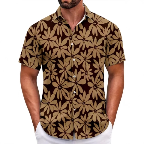 Men's Hawaiian Short Sleeve Shirt Tropical Floral Fruit Print Button Down Beach Vacation Holiday Casual Fashion Shirt Top