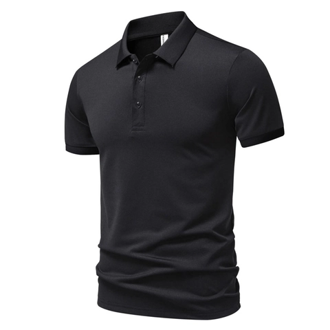 Men's Classic Solid Color Short Sleeve Polo Shirt Breathable Pique Mesh Polyester Fabric Casual Lapel Top For Summer