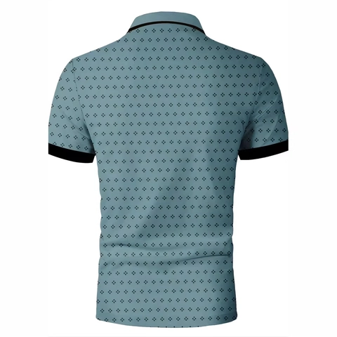 Herren Business Casual Kurzarm Polohemd Geometrischer Druck Atmungsaktiv Kontrastbesatz Top Für Sommer Streetwear Mode