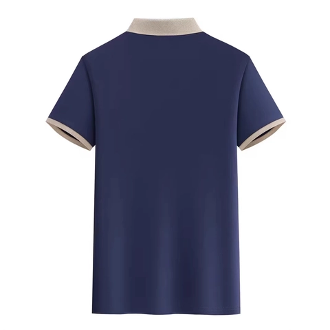 Polo Décontracté à Manches Courtes pour Hommes Bordure Contrastée Respirant Pique Mesh Sportif Couleur Unie Top Été Streetwear
