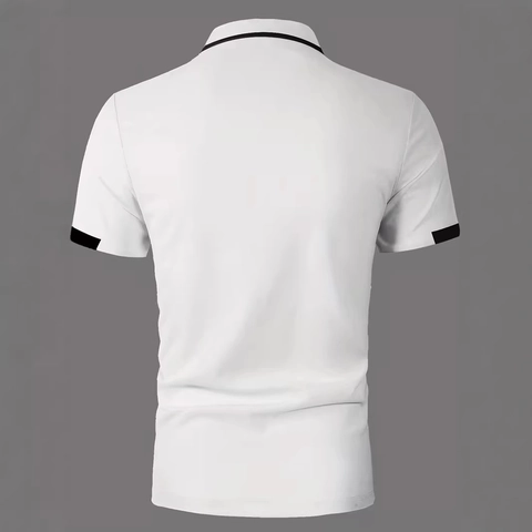 Herren Casual Kurzarm Polo Shirt Slim Fit Atmungsaktiv Polyester Top Kontrastfarbe Revers Sommer Sport Street Tee