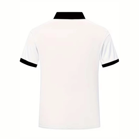 Herren Casual Gestreiftes Polohemd Kurzarm Atmungsaktiv Polyester Piqué Top Farbblock Kontrastkragen Sportbekleidung