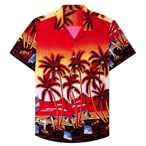 Men's Casual Short Sleeve Hawaiian Shirt Tropical Print Button Down Summer Holiday Beach Top Floral Flamingo Shirt