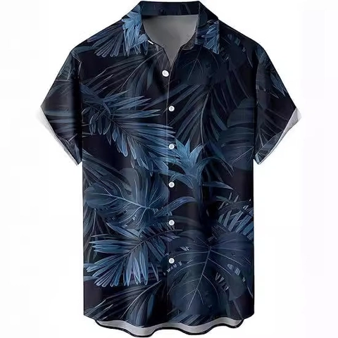 Men Hawaiian Short Sleeve Shirt Tropical Beach Print Button Down Shirt Summer Vacation St Patrick Day Patriotic Top