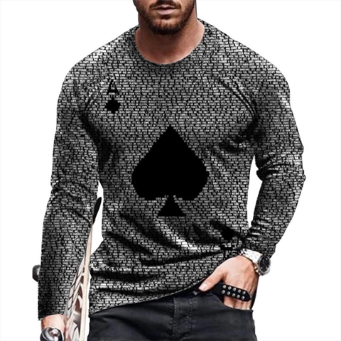 Maglietta da Uomo Casual a Maniche Lunghe Girocollo Stampa Digitale 3D Cavaliere Medievale Streetwear Punk Top Autunnale