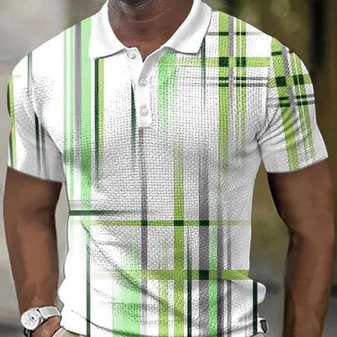 Polo Casual para Hombre Impresión 3D Cuadrícula Geométrica Manga Corta Poliéster Transpirable Camiseta Exterior