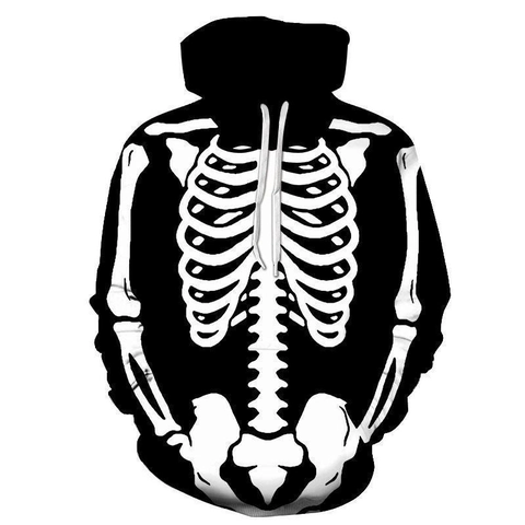Sweat à Capuche Halloween Impression Numérique 3D Squelette Polyester Pullover Ample à Manches Longues pour Hommes Femmes Streetwear