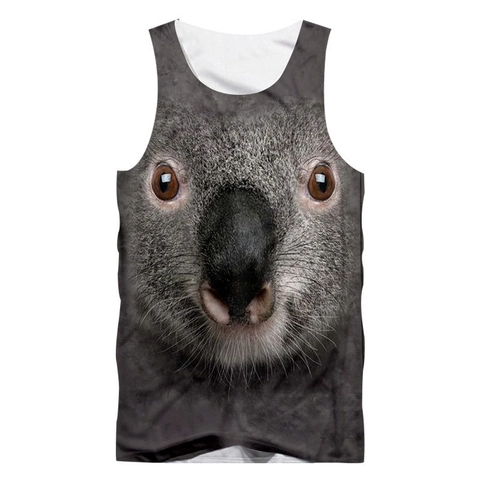 Men's 3D Animal Print Tank Top Funny Orangutan Koala Tiger Face Sleeveless Summer Mesh Vest Casual Graphic Graphic Shirt