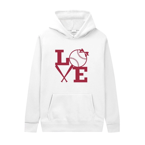 Herren Lockerer Hoodie Baseball LOVE Druck Langarm Pullover Sweatshirt Mit Kängurutasche Lässiger Sportlicher Hoodie Für Herren