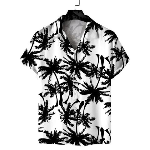 Men's Summer Hawaiian Short Sleeve Casual Shirt Tropical Floral Print Button Down Beach Holiday Lapel Shirt Tops