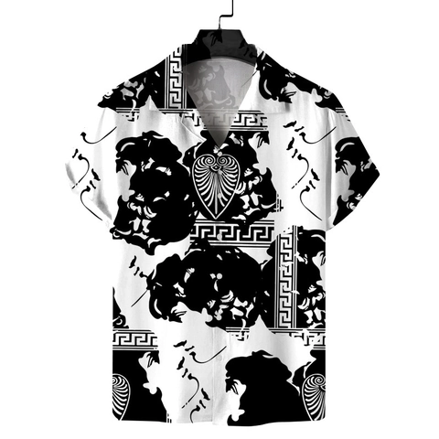 Camicia Casual da Uomo a Maniche Corte Collo Cubano Abbottonata Top da Spiaggia Hawaiana Stampa Floreale Barocca Vintage
