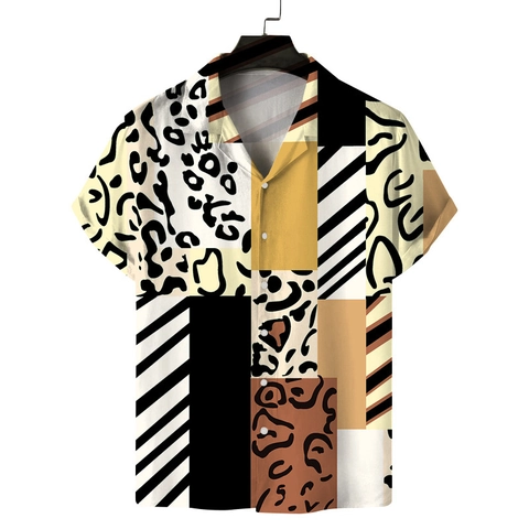 Camicia Casual da Uomo a Maniche Corte Collo Cubano Abbottonata Top da Spiaggia Hawaiana Stampa Floreale Barocca Vintage