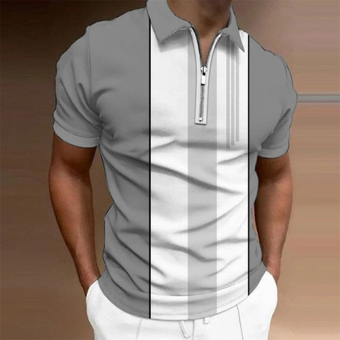 Polo de Hombre Estilo Harajuku con Cremallera Poliéster Color de Contraste Manga Corta Cuello Solapa Transpirable Casual Streetwear