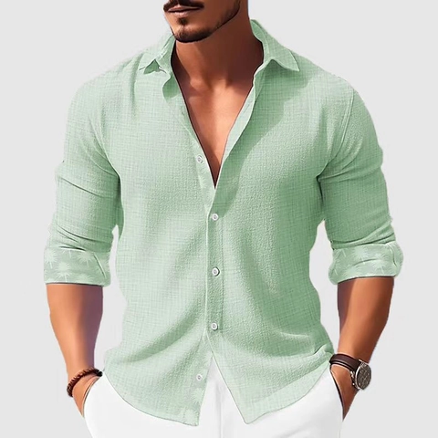 Herren Urlaub Freizeit Langarmhemd Strukturiertes Gewebe Digitaldruck Locker Geschnitten Strand Urlaub Stehkragen Blumen Top