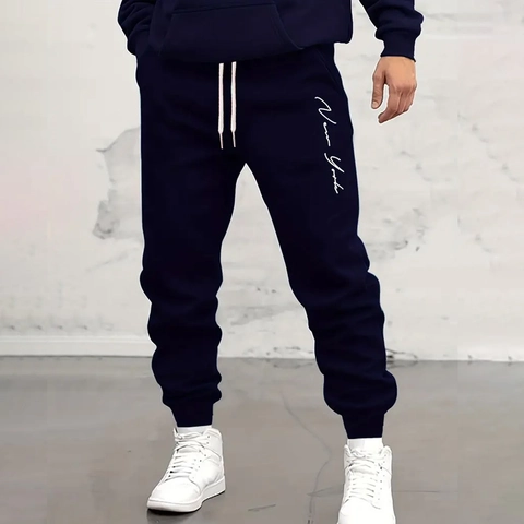 Heren Casual New York Print Joggingbroek Trekkoord Sportief Losse Pasvorm Track Pants Herfst Sportbroek Onderstukken