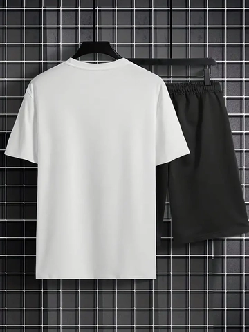 Men Racing Graphic Short Sleeve T-Shirt And Shorts Suit Summer Oversized Casual Streetwear Breathable Sporty Outfits For Men