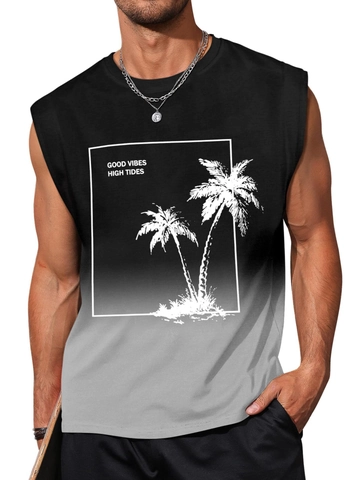 Canotta da Uomo per Vacanze Hawaiane Stampa Digitale 3D Sfumata Smanicato Casual da Spiaggia e Sport