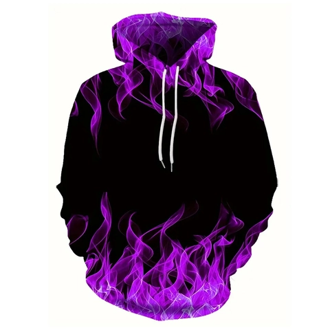 Heren Casual Vlam Print Hoodie 3D Digitale Print Streetwear Lange Mouw Pullover Sweatshirt Met Trekkoord Losse Pasvorm Top