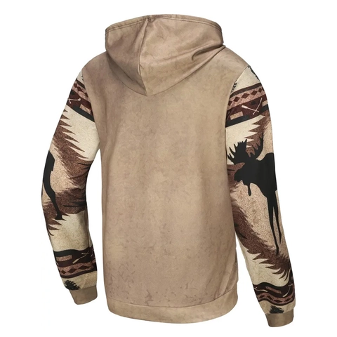 Herren Übergröße Ethno Südwest Stil Kapuzenpullover Azteken Stamm Elch Druck Langarm Kordelzug Kängurutasche Lässiges Sweatshirt
