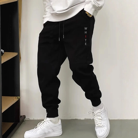 Pantalon de Jogging Décontracté pour Hommes Avec Cordon de Serrage Poignets Élastiques Impression de Lettres Contrastées pour le Quotidien
