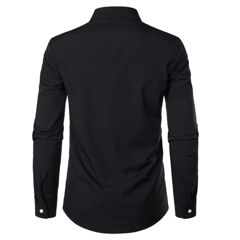 Herren Business Casual Langarm Hemd Kontrastfarbe Patchwork Splicing Button Down Atmungsaktiv Stretch Top Für Herren Büro