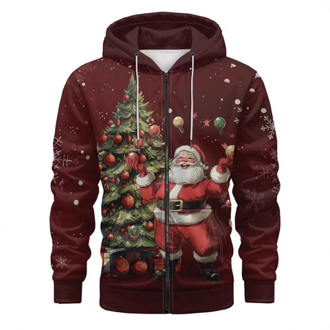 Heren Kerst 3D Digitale Print Hoodie Met Capuchon Feestelijk Kerstman Rendier Sneeuwvlok Patroon Lange Mouw Sweatshirt