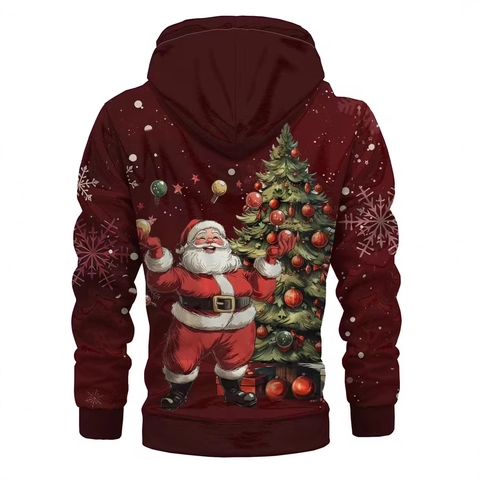 Heren Kerst 3D Digitale Print Hoodie Met Capuchon Feestelijk Kerstman Rendier Sneeuwvlok Patroon Lange Mouw Sweatshirt
